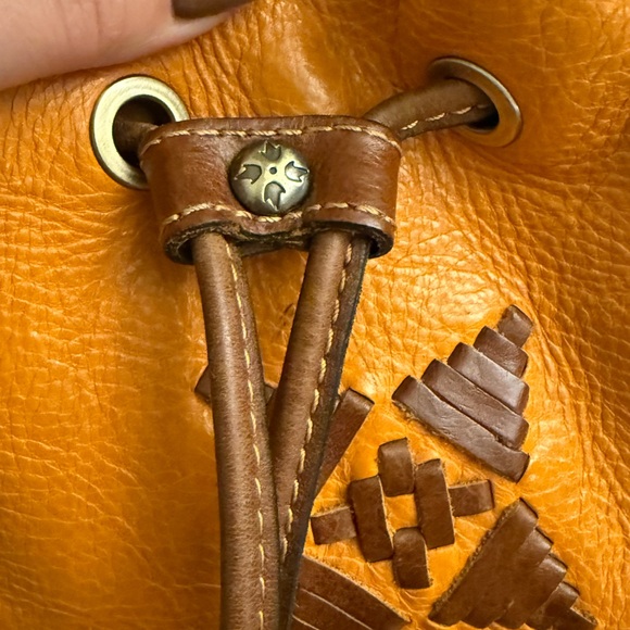 Patricia Nash Brindisi Distressed Brown and Tan Leather Drawstring Bag - Picture 4 of 13